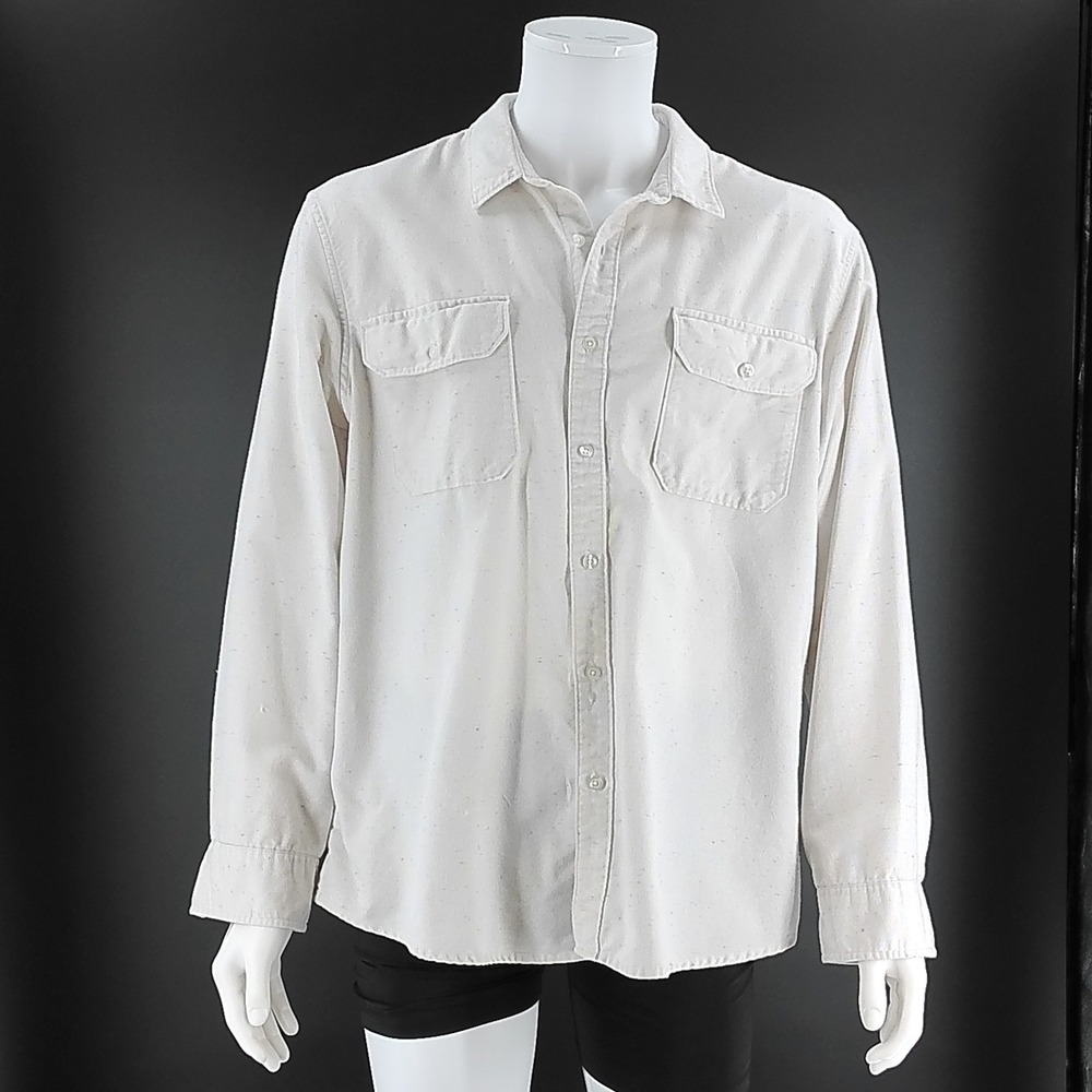 Apt 9 Soft Touch Mens XXL Shirt Off White Speckled Long Sleeve Button Up Pocket